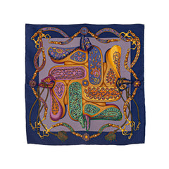 エルメス カレ45 FESTIVAL DES AMAZONES アマゾンの祭典 スカーフ ネイビー マルチカラー シルク レディース HERMES 【中古】