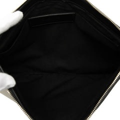 バレンシアガ ネイビークリップM クラッチバッグ セカンドバッグ 373834 ベージュ ブラック キャンバス レザー レディース BALENCIAGA 【中古】