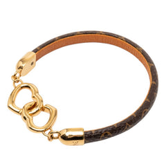 ルイ ヴィトン モノグラム セイ イエス ブレスレット サイズ17 M6758 ブラウン ゴールド PVC メッキ レディース LOUIS VUITTON 【中古】