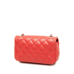 シャネル マトラッセ ココマーク チェーン ショルダーバッグ ポシェット レッド シルバー金具 ラムスキン レディース CHANEL 中古