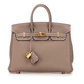 エルメス バーキン25 ハンドバッグ エトゥープ グレージュ ゴールド金具 トゴ レディース HERMES 【中古】