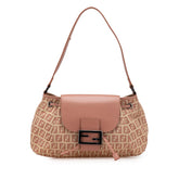 フェンディ ズッキーノ ワンショルダーバッグ ハンドバッグ 8BR282 ベージュ ピンク キャンバス レザー レディース FENDI 【中古】