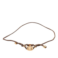 グッチ アイコン ブレスレット ゴールド ブラウン K18PG ピンクゴールド ファブリック レディース GUCCI 【中古】
