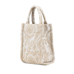 ヴェルサーチェ バロッコ アテナ ミニ トートバッグ ショルダーバッグ 2WAY ベージュ キャンバス レディース VERSACE 【中古】