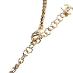 シャネル ロゴ ハート サークル チョーカー ネックレス ゴールド メッキ ラインストーン レディース CHANEL 【中古】