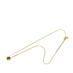 ディオール ロゴ ペンダント ネックレス ゴールド ブラック メッキ GP レディース Dior 【中古】