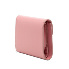セリーヌ トリオンフ スモール フラップウォレット 三つ折り財布 10D783DPV ピンク レザー レディース CELINE 【中古】