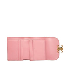 セリーヌ トリオンフ スモール フラップウォレット 三つ折り財布 10D783DPV ピンク レザー レディース CELINE 【中古】