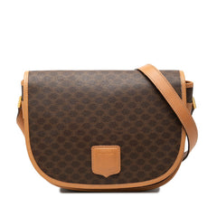 セリーヌ マカダム 斜め掛け ショルダーバッグ ブラウン PVC レザー レディース CELINE 中古