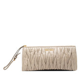 ミュウミュウ マテラッセ クラッチバッグ ポーチ ベージュ レザー レディース MIUMIU 【中古】
