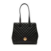 ヴェルサーチェ メデューサ キルティング トートバッグ ブラック レザー レディース VERSACE 中古