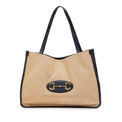 グッチ ホースビット トートバッグ ショルダーバッグ 623694 ベージュ ネイビー キャンバス レザー レディース GUCCI 【中古】