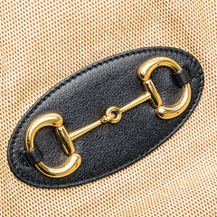 グッチ ホースビット トートバッグ ショルダーバッグ 623694 ベージュ ネイビー キャンバス レザー レディース GUCCI 【中古】