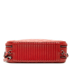 シャネル マトラッセ ココボーイ チェーン ショルダーバッグ カメラバッグ レッド ラムスキン レディース CHANEL 中古
