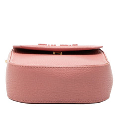 ミュウミュウ ロゴ 斜め掛け ショルダーバッグ ポシェット ピンク レザー レディース MIUMIU 【中古】