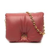 ロエベ アナグラム ゴヤ パファー チェーン ショルダーバッグ ピンク レザー レディース LOEWE 【中古】
