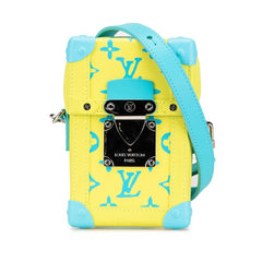 ルイ ヴィトン プレイグラウンド ヴェルティカル トランク 斜め掛け ショルダーバッグ ウエアラブルウォレット M82007 イエロー ライトブルー レザー レディース LOUIS VUITTON 【中古】