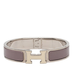 エルメス クリックH PM Hロゴ ブレスレット シルバー パープル系 メタル エナメル レディース HERMES 【中古】