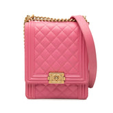 シャネル ココマーク マトラッセ ボーイシャネル チェーンショルダーバッグ ピンク ラムスキン レディース CHANEL 中古