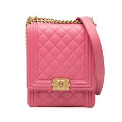 シャネル ココマーク マトラッセ ボーイシャネル チェーンショルダーバッグ ピンク ラムスキン レディース CHANEL 【中古】