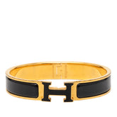 エルメス クリックH PM グリッター バングル ゴールド ブラック メッキ レディース HERMES 【中古】