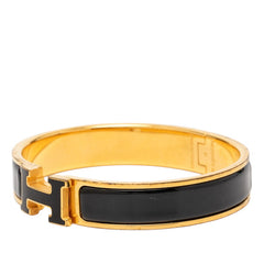 エルメス クリックH PM グリッター バングル ゴールド ブラック メッキ レディース HERMES 【中古】