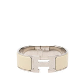 エルメス クリッククラックGM Hロゴ エナメルブレスレット アイボリー シルバー メタル レディース HERMES 【中古】