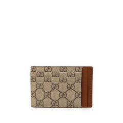 グッチ GGエンブレム カードケース パスケース 821208 ベージュ ブラウン PVC レザー レディース GUCCI 【中古】