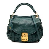 ミュウミュウ マテラッセ ハンドバッグ ショルダーバッグ 2WAY グリーン レザー レディース MIUMIU 【中古】