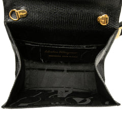 サルヴァトーレフェラガモ ヴァラリボン ウエストバッグ ボディバッグ ブラック レザー レディース Salvatore Ferragamo 【中古】