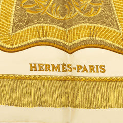 エルメス カレ90 Poste et Cavalerie サーベル飾袋 スカーフ 大判スカーフ ベージュ系 マルチカラー シルク レディース HERMES 中古