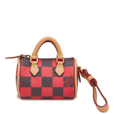 ルイ ヴィトン ダミエ ポップ ミニ スピーディ ポーチ バッグチャーム M01692 レッド ブラウン PVC レザー レディース LOUIS VUITTON 【中古】