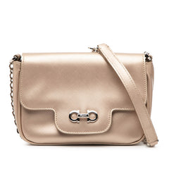 サルヴァトーレフェラガモ ガンチーニ チェーン ショルダーバッグ ピンク ゴールド レザー レディース Salvatore Ferragamo 【中古】