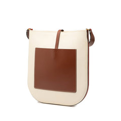 バーバリー 斜め掛け ショルダーバッグ アイボリー ブラウン キャンバス レザー レディース BURBERRY 【中古】