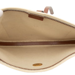 バーバリー 斜め掛け ショルダーバッグ アイボリー ブラウン キャンバス レザー レディース BURBERRY 【中古】