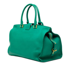サンローラン Yライン カバス クラシック ハンドバッグ トートバッグ グリーン レザー レディース SAINT LAURENT 【中古】