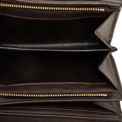 グッチ GGキャンバス 三つ折り財布 256935 ベージュ ブラウン キャンバス レザー レディース GUCCI 中古