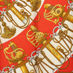 エルメス カレ90 Cliquetis クリケティス スカーフ レッド系 ホワイト シルク レディース HERMES 【中古】