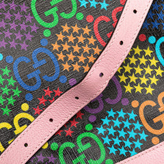 グッチ GGサイケデリック 斜め掛け ショルダーバッグ 598149 ブラック マルチカラー ピンク PVC レザー レディース GUCCI 【中古】