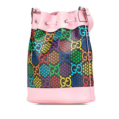 グッチ GGサイケデリック 斜め掛け ショルダーバッグ 598149 ブラック マルチカラー ピンク PVC レザー レディース GUCCI 【中古】
