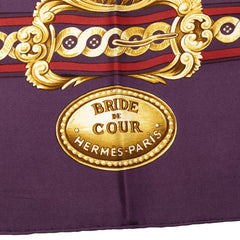 エルメス カレ90 BRIDEDE COUR 法廷の勒 スカーフ 大判 パープル系 マルチカラー シルク レディース HERMES 【中古】