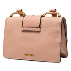 ミュウミュウ マドラス ビジュー付き 斜め掛け ショルダーバッグ ライトピンク レザー ラインストーン レディース MIUMIU 【中古】