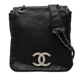 シャネル ダイヤステッチ ココマーク メッセンジャーショルダー ショルダーバッグ ブラック レザー レディース CHANEL 中古