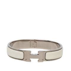 エルメス クリックH PM ブレスレット バングル シルバー ホワイト メタル レディース HERMES 【中古】