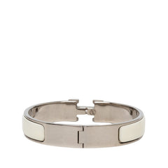 エルメス クリックH PM ブレスレット バングル シルバー ホワイト メタル レディース HERMES 【中古】