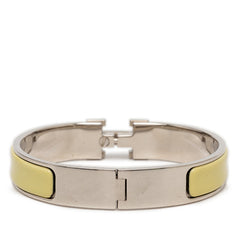 エルメス クリッククラック クリックH PM ブレスレット シルバー イエロー メタル エナメル レディース HERMES 【中古】