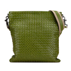 ボッテガヴェネタ イントレチャート 斜め掛け ショルダーバッグ グリーン レザー レディース BOTTEGAVENETA 【中古】
