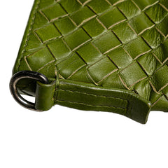 ボッテガヴェネタ イントレチャート 斜め掛け ショルダーバッグ グリーン レザー レディース BOTTEGAVENETA 【中古】