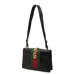 グッチ シェリーライン シルヴィ 斜め掛け ショルダーバッグ 421882 ブラック レザー レディース GUCCI 【中古】