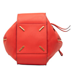 ロエベ アナグラム ハンモック スモール ハンドバッグ ショルダーバッグ 2WAY レッド レザー レディース LOEWE 【中古】